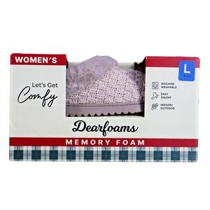 Dearfoams Shoes Womens Size 9.5 Beige Slipper Slip On Faux Fur Memory Foam